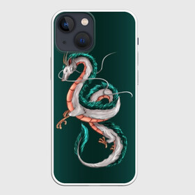 Чехол для iPhone 13 mini с принтом Дракон Хаку зеленый градиент в Белгороде,  |  | аниме | безликий | сэн и таинственное исчезновение тихиро | унесённые призраками | хаку | хаяо миядзаки
