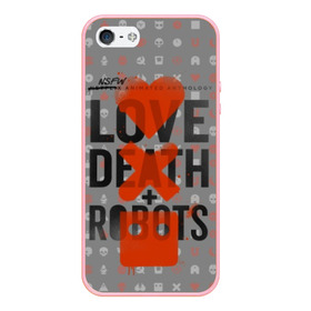 Чехол для iPhone 5/5S матовый с принтом LOVE DEATH + ROBOTS в Белгороде, Силикон | Область печати: задняя сторона чехла, без боковых панелей | death | love death + robots | netflix | robots | любовь | нетфликс | роботы | сериал