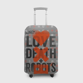 Чехол для чемодана 3D с принтом LOVE DEATH + ROBOTS в Белгороде, 86% полиэфир, 14% спандекс | двустороннее нанесение принта, прорези для ручек и колес | death | love death + robots | netflix | robots | любовь | нетфликс | роботы | сериал