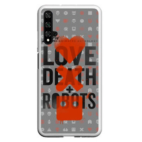 Чехол для Honor 20 с принтом LOVE DEATH + ROBOTS в Белгороде, Силикон | Область печати: задняя сторона чехла, без боковых панелей | Тематика изображения на принте: death | love death + robots | netflix | robots | любовь | нетфликс | роботы | сериал