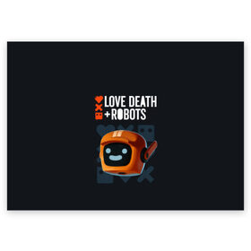 Поздравительная открытка с принтом Love, Death & Robots в Белгороде, 100% бумага | плотность бумаги 280 г/м2, матовая, на обратной стороне линовка и место для марки
 | Тематика изображения на принте: cartoon | death | fantasy | heavy | horror | metal | miller | netflix | robots | tim | witness | любовь | миллер | мультфильм | робот | роботы | тим | ужасы | фэнтези