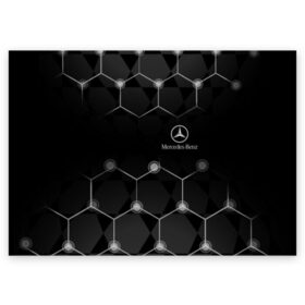 Поздравительная открытка с принтом Mercedes в Белгороде, 100% бумага | плотность бумаги 280 г/м2, матовая, на обратной стороне линовка и место для марки
 | amg | mercedes | авто | автомобиль | иномарка | логотип | машина | мерседес | текстура