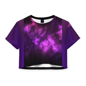 Женская футболка Cropp-top с принтом Космос в Белгороде, 100% полиэстер | круглая горловина, длина футболки до линии талии, рукава с отворотами | астрономия | звезды | космос | краски | небо | ночь | облака | текстура | фиолетовый | яркий