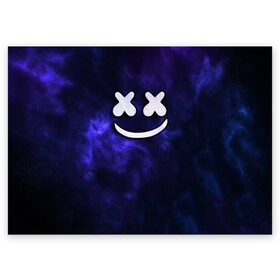 Поздравительная открытка с принтом Marshmello в Белгороде, 100% бумага | плотность бумаги 280 г/м2, матовая, на обратной стороне линовка и место для марки
 | marshmello | диджей | звезды | клуб | клубная музыка | космос | маршмеллоу | маршмэлло | маршмэллоу | музыка | небо | ночь | электронная