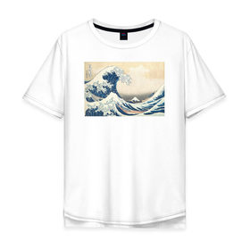 Мужская футболка хлопок Oversize с принтом Большая волна в Белгороде, 100% хлопок | свободный крой, круглый ворот, “спинка” длиннее передней части | Тематика изображения на принте: большая волна | искусство | канагава