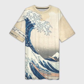 Платье-футболка 3D с принтом Большая волна в Канагаве в Белгороде,  |  | Тематика изображения на принте: арт | большая волна | в канагаве | гравюра | искусство | канагава | кацусики хокусай | япония