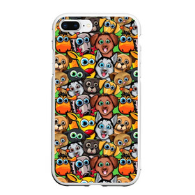 Чехол для iPhone 7Plus/8 Plus матовый с принтом Веселые собачки в Белгороде, Силикон | Область печати: задняя сторона чехла, без боковых панелей | бульдог | голубые глаза | доберман | животные | жирафы | котики | милые | олени | разноцветные | собаки | хаски | яркие