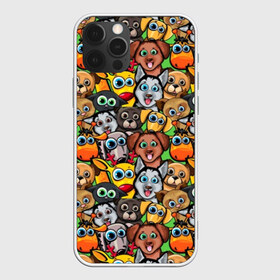 Чехол для iPhone 12 Pro Max с принтом Веселые собачки в Белгороде, Силикон |  | Тематика изображения на принте: бульдог | голубые глаза | доберман | животные | жирафы | котики | милые | олени | разноцветные | собаки | хаски | яркие