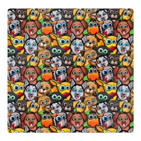 Магнитный плакат 3Х3 с принтом Веселые собачки в Белгороде, Полимерный материал с магнитным слоем | 9 деталей размером 9*9 см | Тематика изображения на принте: бульдог | голубые глаза | доберман | животные | жирафы | котики | милые | олени | разноцветные | собаки | хаски | яркие