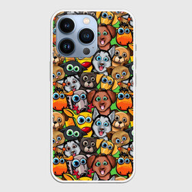 Чехол для iPhone 13 Pro с принтом Веселые собачки в Белгороде,  |  | бульдог | голубые глаза | доберман | животные | жирафы | котики | милые | олени | разноцветные | собаки | хаски | яркие