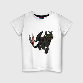 Детская футболка хлопок с принтом ночная фурия в Белгороде, 100% хлопок | круглый вырез горловины, полуприлегающий силуэт, длина до линии бедер | how to train your dragon | night fury | беззубик | дракон | как приручить дракона | ночная фурия