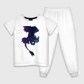 Детская пижама хлопок с принтом ночная фурия в Белгороде, 100% хлопок |  брюки и футболка прямого кроя, без карманов, на брюках мягкая резинка на поясе и по низу штанин
 | how to train your dragon | night fury | беззубик | дракон | как приручить дракона | ночная фурия