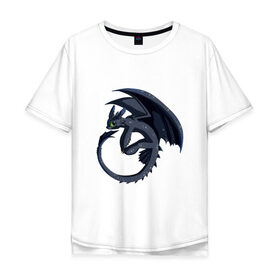 Мужская футболка хлопок Oversize с принтом ночная фурия в Белгороде, 100% хлопок | свободный крой, круглый ворот, “спинка” длиннее передней части | how to train your dragon | night fury | беззубик | дракон | как приручить дракона | ночная фурия