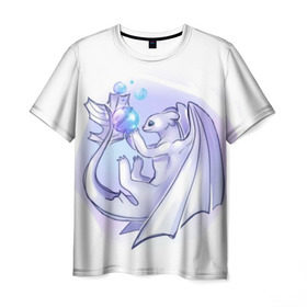 Мужская футболка 3D с принтом дневная фурия в Белгороде, 100% полиэфир | прямой крой, круглый вырез горловины, длина до линии бедер | how to train your dragon | night fury | беззубик | дракон | как приручить дракона | ночная фурия