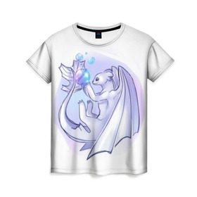 Женская футболка 3D с принтом дневная фурия в Белгороде, 100% полиэфир ( синтетическое хлопкоподобное полотно) | прямой крой, круглый вырез горловины, длина до линии бедер | how to train your dragon | night fury | беззубик | дракон | как приручить дракона | ночная фурия