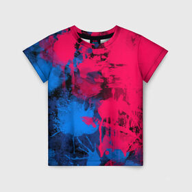 Детская футболка 3D с принтом Буря красок в Белгороде, 100% гипоаллергенный полиэфир | прямой крой, круглый вырез горловины, длина до линии бедер, чуть спущенное плечо, ткань немного тянется | арт | буря красок | искусство | краски | розовый | синий | современное искусство | стрит арт