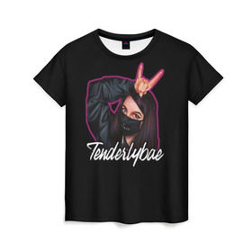 Женская футболка 3D с принтом Tenderlybae в Белгороде, 100% полиэфир ( синтетическое хлопкоподобное полотно) | прямой крой, круглый вырез горловины, длина до линии бедер | tenderlybae | амина | блогер | мейби бейби | мирзоева | стример | стримерша | тандели бае | тандерлибае | твич | ютуб