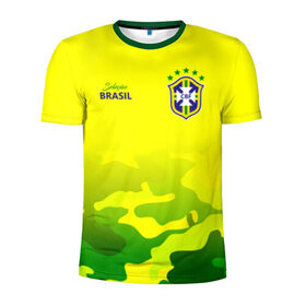 Мужская футболка 3D спортивная с принтом Бразилия в Белгороде, 100% полиэстер с улучшенными характеристиками | приталенный силуэт, круглая горловина, широкие плечи, сужается к линии бедра | Тематика изображения на принте: brasil | brazil | бразилия | бразильская сборная | сборная бразилии | сборная бразилии по футболу | сборные | форма | футбол | футбольные сборные | чемпиона | чемпионат мира