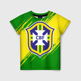 Детская футболка 3D с принтом Бразилия в Белгороде, 100% гипоаллергенный полиэфир | прямой крой, круглый вырез горловины, длина до линии бедер, чуть спущенное плечо, ткань немного тянется | brasil | brazil | бразилия | бразильская сборная | сборная бразилии | сборная бразилии по футболу | сборные | форма | футбол | футбольные сборные | чемпиона | чемпионат мира