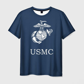 Мужская футболка 3D с принтом United States Marine Corps в Белгороде, 100% полиэфир | прямой крой, круглый вырез горловины, длина до линии бедер | u.s. army | u.s. navy | армия | морская пехота