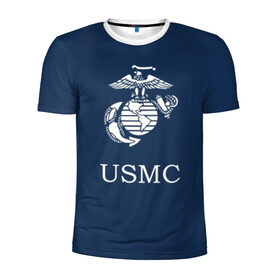 Мужская футболка 3D спортивная с принтом United States Marine Corps в Белгороде, 100% полиэстер с улучшенными характеристиками | приталенный силуэт, круглая горловина, широкие плечи, сужается к линии бедра | u.s. army | u.s. navy | армия | морская пехота