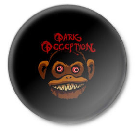 Значок с принтом Dark Deception 1 в Белгороде,  металл | круглая форма, металлическая застежка в виде булавки | dark | dark deception | deception | five night | fnaf | game | horror | дарк десепшен | игра