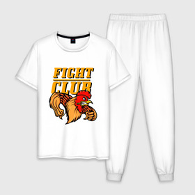 Мужская пижама хлопок с принтом Fight Club в Белгороде, 100% хлопок | брюки и футболка прямого кроя, без карманов, на брюках мягкая резинка на поясе и по низу штанин
 | box | boxing | bruce lee | champion | dragon | fight | fighter | judo | muay thai | team | tiger | ufc | али | боевые | боец | бой | бокс | боксер | борьба | брюс ли | воин | дзюдо | дракон | единоборства | искусство | карате | контакт | кулак | лев