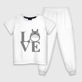 Детская пижама хлопок с принтом Love Totoro в Белгороде, 100% хлопок |  брюки и футболка прямого кроя, без карманов, на брюках мягкая резинка на поясе и по низу штанин
 | Тематика изображения на принте: forest | friend | ghibli | japan | keeper | miyazaki | nature | neigbor | neighbour | totoro | анимация | аниме | гибли | дерево | друг | животные | лес | люблю | любовь | милый | мир | миядзаки | мульт | мультфильм | приключения | природа
