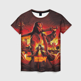 Женская футболка 3D с принтом Hellboy Demon в Белгороде, 100% полиэфир ( синтетическое хлопкоподобное полотно) | прямой крой, круглый вырез горловины, длина до линии бедер | 