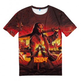 Мужская футболка 3D с принтом Hellboy Demon в Белгороде, 100% полиэфир | прямой крой, круглый вырез горловины, длина до линии бедер | 