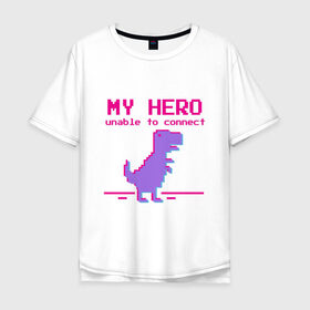 Мужская футболка хлопок Oversize с принтом Pixel Hero в Белгороде, 100% хлопок | свободный крой, круглый ворот, “спинка” длиннее передней части | 8 bit | pixel | pixelart | t rex | пиксель | пиксельарт | рекс | тираннозавр
