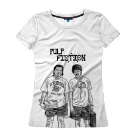 Женская футболка 3D с принтом Pulp Fiction в Белгороде, 100% полиэфир ( синтетическое хлопкоподобное полотно) | прямой крой, круглый вырез горловины, длина до линии бедер | кино | криминальное чтиво | тарантино | фильмы | чтиво