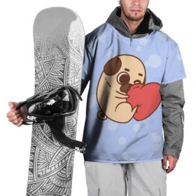 Накидка на куртку 3D с принтом Мопс и Сердечко в Белгороде, 100% полиэстер |  | Тематика изображения на принте: pug | любовь | мопс | сердце | собака