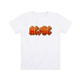 Детская футболка хлопок с принтом AC/DC в Белгороде, 100% хлопок | круглый вырез горловины, полуприлегающий силуэт, длина до линии бедер | австралийская | ангус янг | блюз | группа | малькольм янг | рок | рок н ролл | стиви янг | хард