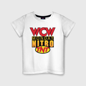 Детская футболка хлопок с принтом WCW Monday Night Nitro в Белгороде, 100% хлопок | круглый вырез горловины, полуприлегающий силуэт, длина до линии бедер | Тематика изображения на принте: nitro | wcw | wrestling | рестлинг