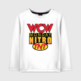 Детский лонгслив хлопок с принтом WCW Monday Night Nitro в Белгороде, 100% хлопок | круглый вырез горловины, полуприлегающий силуэт, длина до линии бедер | Тематика изображения на принте: nitro | wcw | wrestling | рестлинг