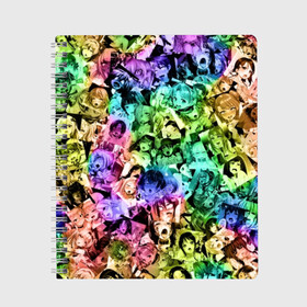 Тетрадь с принтом Радуга ахегао в Белгороде, 100% бумага | 48 листов, плотность листов — 60 г/м2, плотность картонной обложки — 250 г/м2. Листы скреплены сбоку удобной пружинной спиралью. Уголки страниц и обложки скругленные. Цвет линий — светло-серый
 | Тематика изображения на принте: ahegao | anime | manga | аниме | ахегао | коллаж | манга | паттрен | цвет