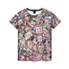 Женская футболка 3D с принтом Ахегао цвет в Белгороде, 100% полиэфир ( синтетическое хлопкоподобное полотно) | прямой крой, круглый вырез горловины, длина до линии бедер | ahegao | anime | color | manga | аниме | ахегао | коллаж | комиксы | лицо | манга | паттрен | цветной