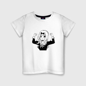 Детская футболка хлопок с принтом Чика Фудзивара в Белгороде, 100% хлопок | круглый вырез горловины, полуприлегающий силуэт, длина до линии бедер | Тематика изображения на принте: kaguya sama: love is war | аниме | тика фудзивара