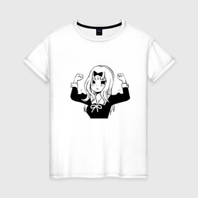 Женская футболка хлопок с принтом Чика Фудзивара в Белгороде, 100% хлопок | прямой крой, круглый вырез горловины, длина до линии бедер, слегка спущенное плечо | kaguya sama: love is war | аниме | тика фудзивара