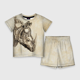 Детский костюм с шортами 3D с принтом Носорог (гравюра Дюрера) в Белгороде,  |  | Тематика изображения на принте: rhinoceros | гравюра | индия | латы | млекопитающий | непарнокопытный | рог | холст | чешуя