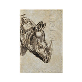 Обложка для паспорта матовая кожа с принтом Носорог (гравюра Дюрера) в Белгороде, натуральная матовая кожа | размер 19,3 х 13,7 см; прозрачные пластиковые крепления | Тематика изображения на принте: rhinoceros | гравюра | индия | латы | млекопитающий | непарнокопытный | рог | холст | чешуя