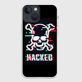 Чехол для iPhone 13 mini с принтом Pirate sign в Белгороде,  |  | attack | bones | glitch | hacked | hacker | pirate | sign | skull | symbol | text | warning | атака | взломанный | глюк | знак | кости | пиратский | предупреждение | символ | текст | хакер | череп