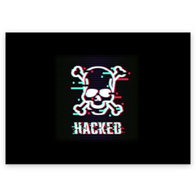Поздравительная открытка с принтом Pirate sign в Белгороде, 100% бумага | плотность бумаги 280 г/м2, матовая, на обратной стороне линовка и место для марки
 | Тематика изображения на принте: attack | bones | glitch | hacked | hacker | pirate | sign | skull | symbol | text | warning | атака | взломанный | глюк | знак | кости | пиратский | предупреждение | символ | текст | хакер | череп
