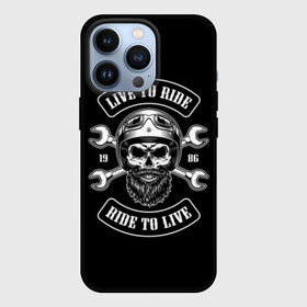 Чехол для iPhone 13 Pro с принтом Vintage motorcycle label в Белгороде,  |  | Тематика изображения на принте: beard | biker | emblem | font | for | helmet | inscripti | logo | monochrome | motorcycle | mustache | retro | ride | sign | skull | sticker | vintage | байкер | борода | для | знак | инструмент | кататься | ключи | логотип | люблю | мотоцикл | 