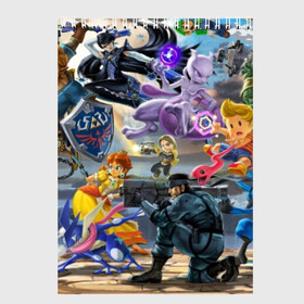 Скетчбук с принтом Super Smash Bros ultimate в Белгороде, 100% бумага
 | 48 листов, плотность листов — 100 г/м2, плотность картонной обложки — 250 г/м2. Листы скреплены сверху удобной пружинной спиралью | game | mario | nintendo | nintendo all star | pikachu | pokemon | super smash bros | ultimate | джиглипафф | донки конг | зельда | игры | линк | марио | нинтендо | пикачу | покемоны | эш