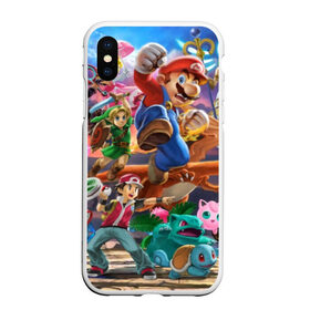 Чехол для iPhone XS Max матовый с принтом Super Smash Bros ultimate в Белгороде, Силикон | Область печати: задняя сторона чехла, без боковых панелей | Тематика изображения на принте: game | mario | nintendo | nintendo all star | pikachu | pokemon | super smash bros | ultimate | джиглипафф | донки конг | зельда | игры | линк | марио | нинтендо | пикачу | покемоны | эш