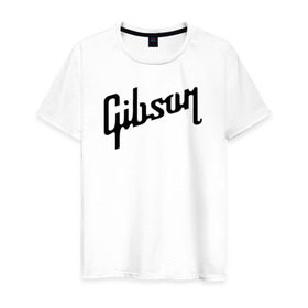 Мужская футболка хлопок с принтом Gibson в Белгороде, 100% хлопок | прямой крой, круглый вырез горловины, длина до линии бедер, слегка спущенное плечо. | Тематика изображения на принте: gibson | гибсон