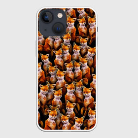 Чехол для iPhone 13 mini с принтом Упоротые лисы в Белгороде,  |  | fox | животные | лис | лиса | лисичка | мем | паттрен | рыжий | толпа | упортый | фыр фыр