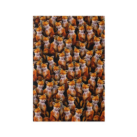 Обложка для паспорта матовая кожа с принтом Упоротые лисы в Белгороде, натуральная матовая кожа | размер 19,3 х 13,7 см; прозрачные пластиковые крепления | fox | животные | лис | лиса | лисичка | мем | паттрен | рыжий | толпа | упортый | фыр фыр